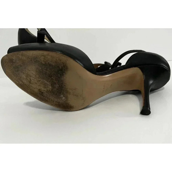 Giuseppe Zanotti High Heels Womens Size 39 8-8.5 Black Ankle Strap Open Toe Bow - Picture 6 of 8